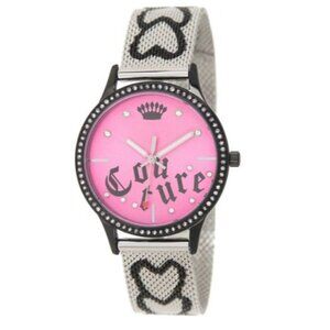 Juicy Couture Black Label Womens Pink Face Silver Tone Stainless Steel Watch New